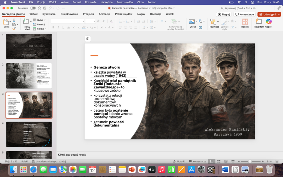 Kamienie na szaniec - nowoczesna prezentacja