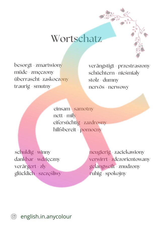 Niemiecki - Gefühle - 2 układy kart obrazkowych, Bingo, Zestaw ćwiczeń z zakresu Uczuć