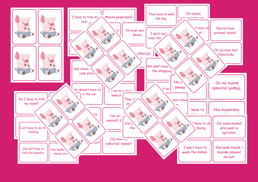 "Have to/Had to /Will have to + household chores"  game