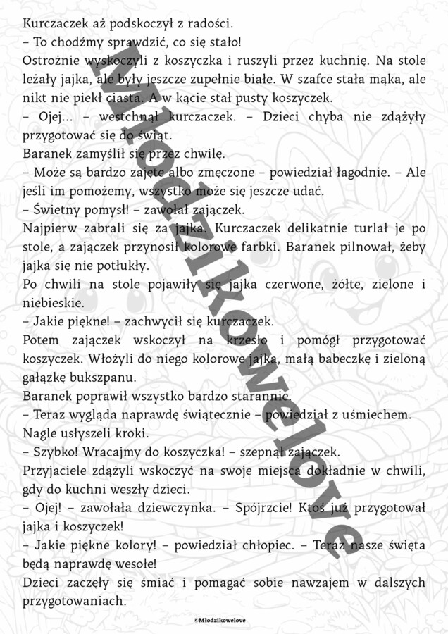 Przyjaciele z wielkanocnego koszyczka- zadania kreatywne do opowiadania