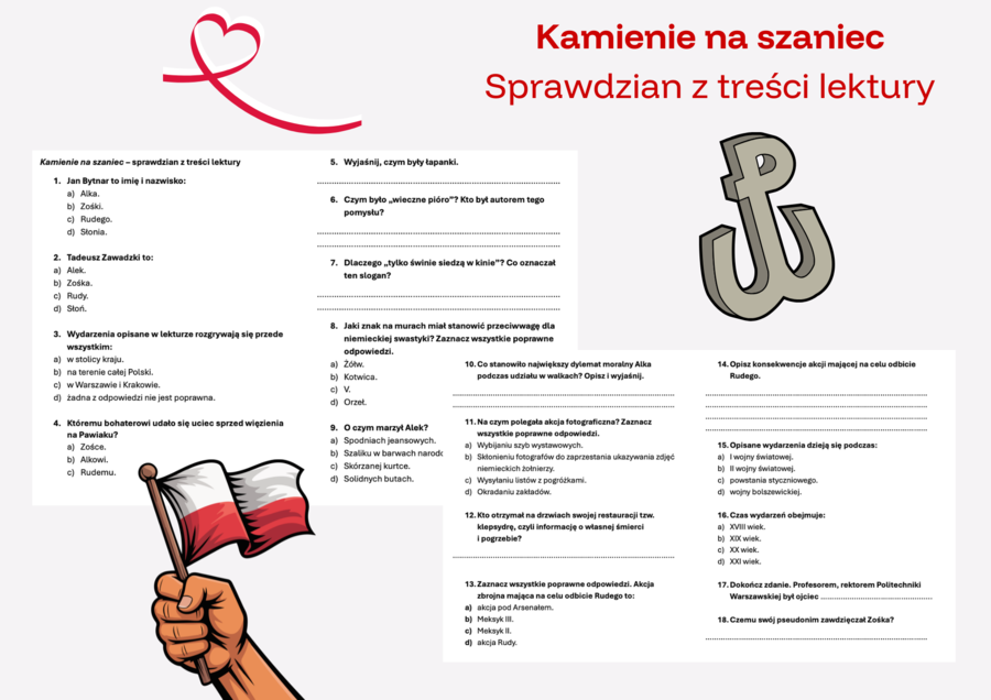 Kamienie na szaniec - sprawdzian z treści lektury