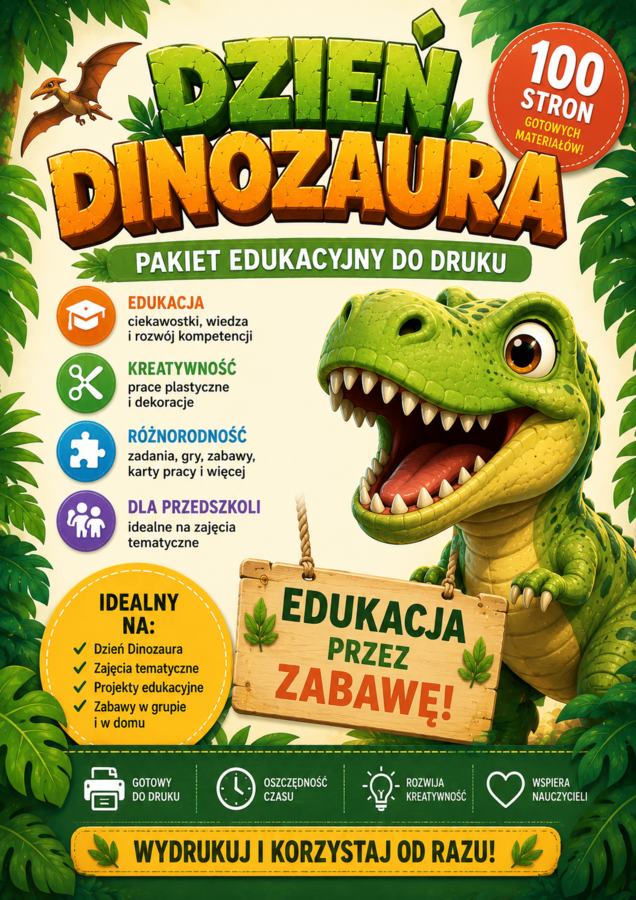 Dzień Dinozaura – Pakiet Edukacyjny PDF (100 stron)