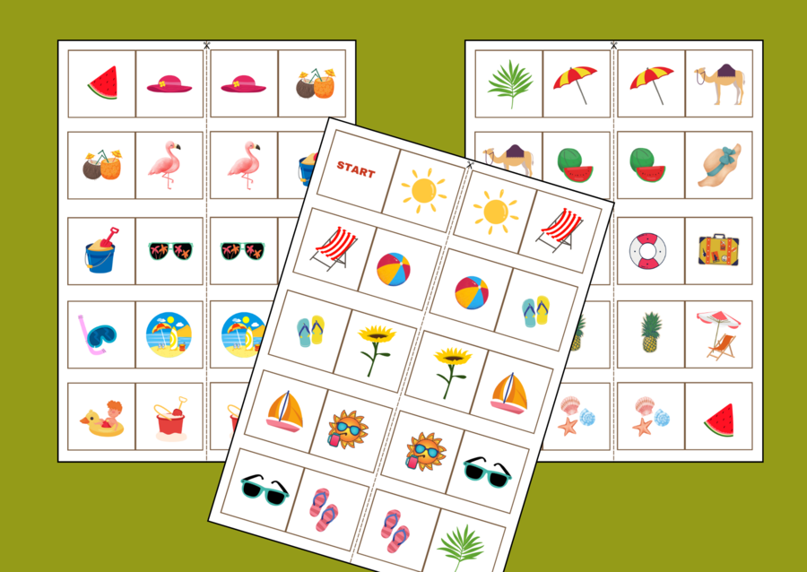 WAKACJE - lato – domino obrazkowe