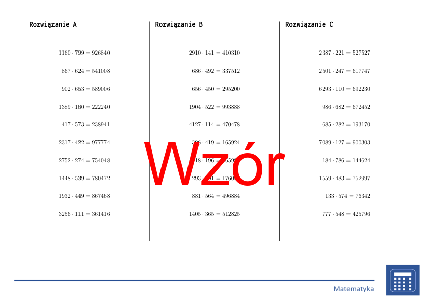 Mnożenie przez trzycyfrową liczbę | matematyka | 26 kolumn