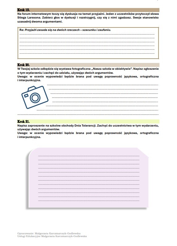 Zestaw 25 kroków do ogłoszenia i zaproszenia oraz 25 kroków do przemówienia.