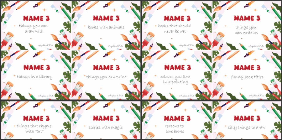 Art and literature (Sztuka i literatura) gra Name 3 /56 kart