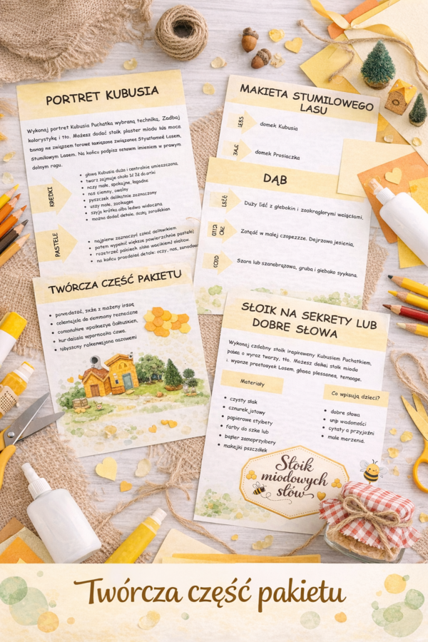 Kubuś Puchatek w Stumilowym Lesie – pakiet 20 kart pracy dla klas 1–3