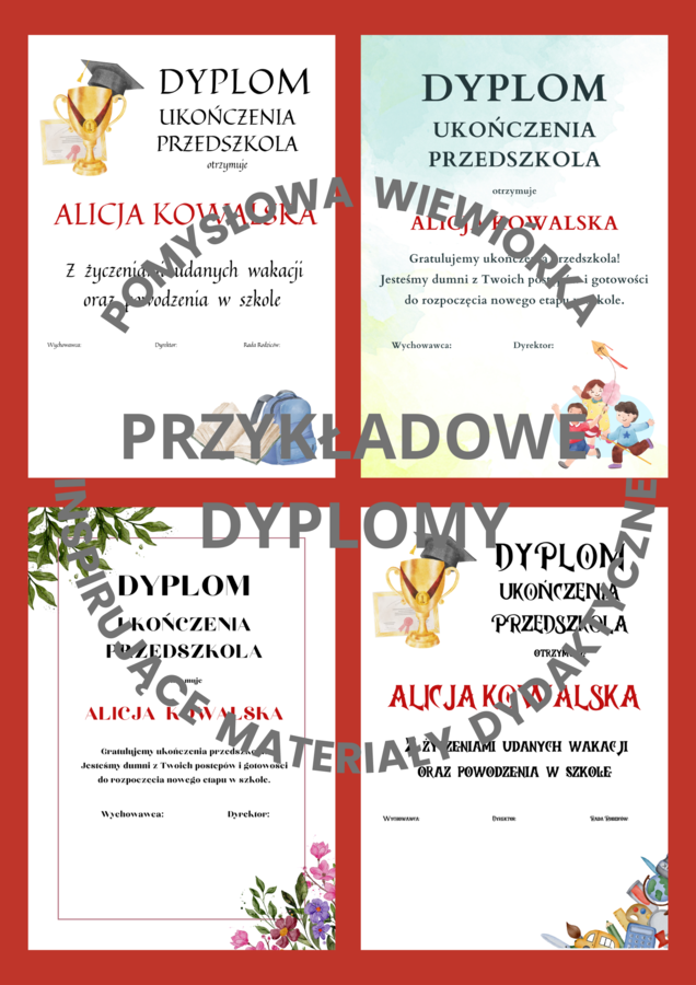 DYPLOMY na koniec roku przedszkolnego