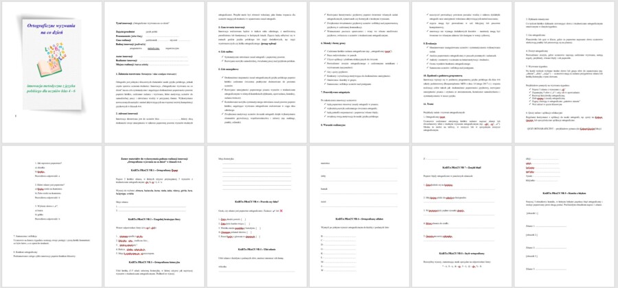 Innowacja z języka polskiego „Ortograficzne wyzwania na co dzień” (wersja do edycji) 19 stron