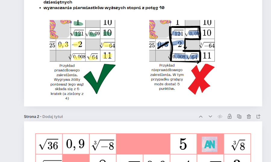 Pierwiastki - gra planszowa - klasa 7 i 8