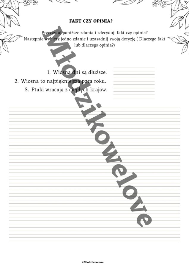 Wiosenny pakiet edukacyjny-samodzielne tworzenie wypowiedzi pisemnej oraz świadome formułowanie myśli