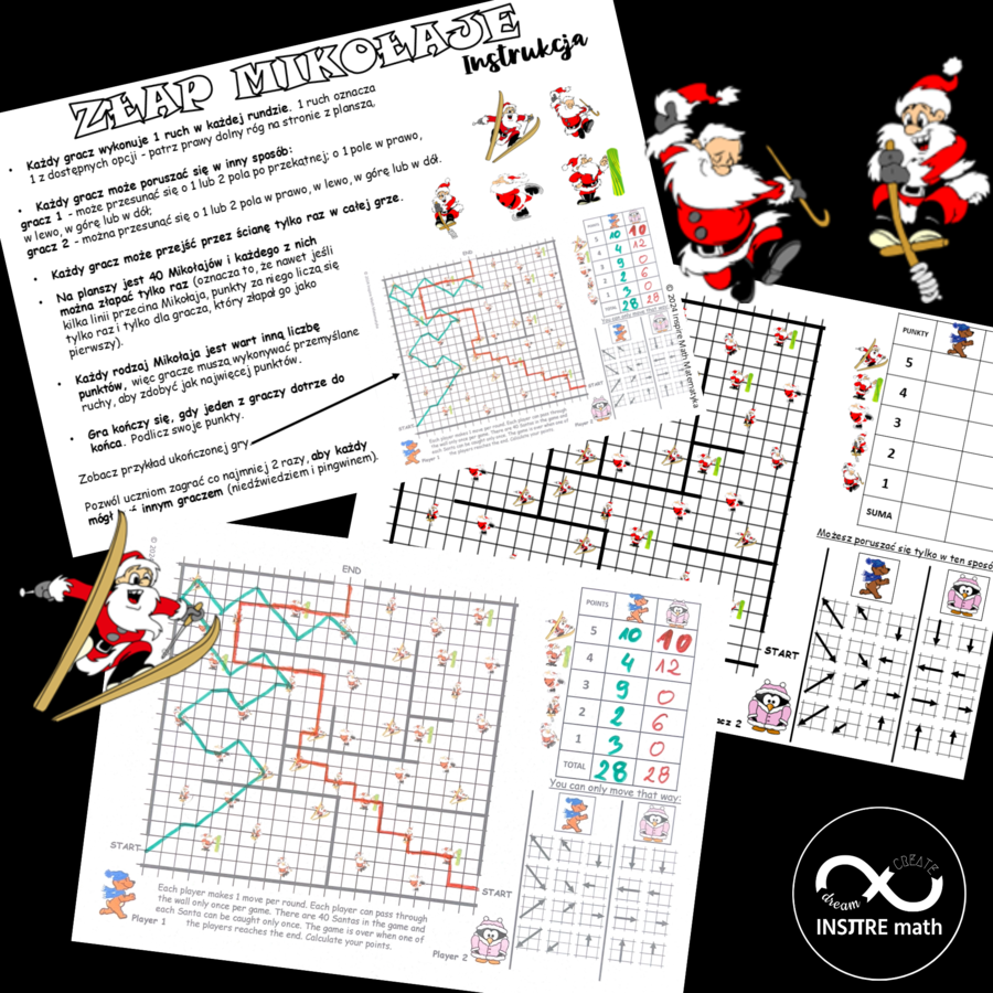 DARMOWA Gra Matematyczna – Złap Mikołaje. Gra logiczna. Boże Narodzenie, Mikołajki. Mikołaj.