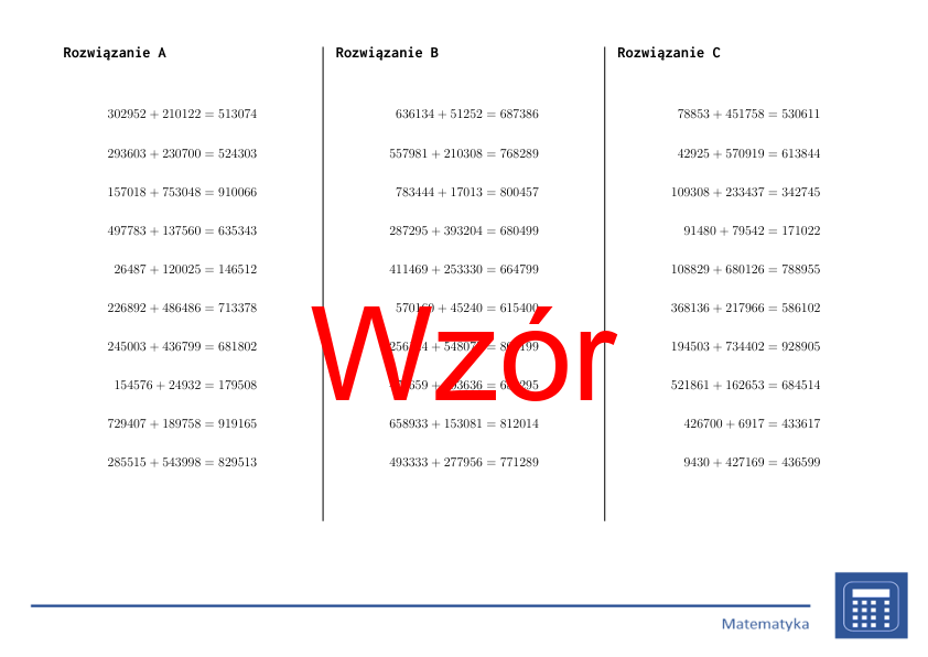 Dodawanie do miliona | matematyka | 26 kolumn