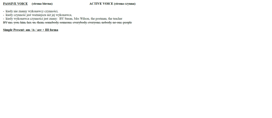 Strona bierna - czasowniki zwykłe