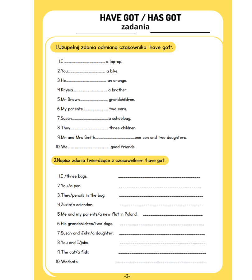 Pakiet have got/has got