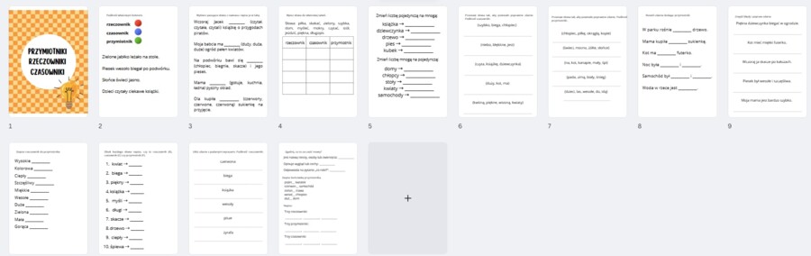 Przymiotniki, rzeczowniki, czasowniki - zadania