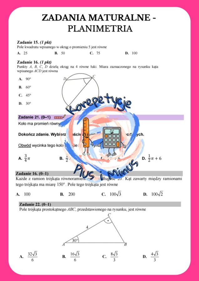 Zadania maturalne - planimetria