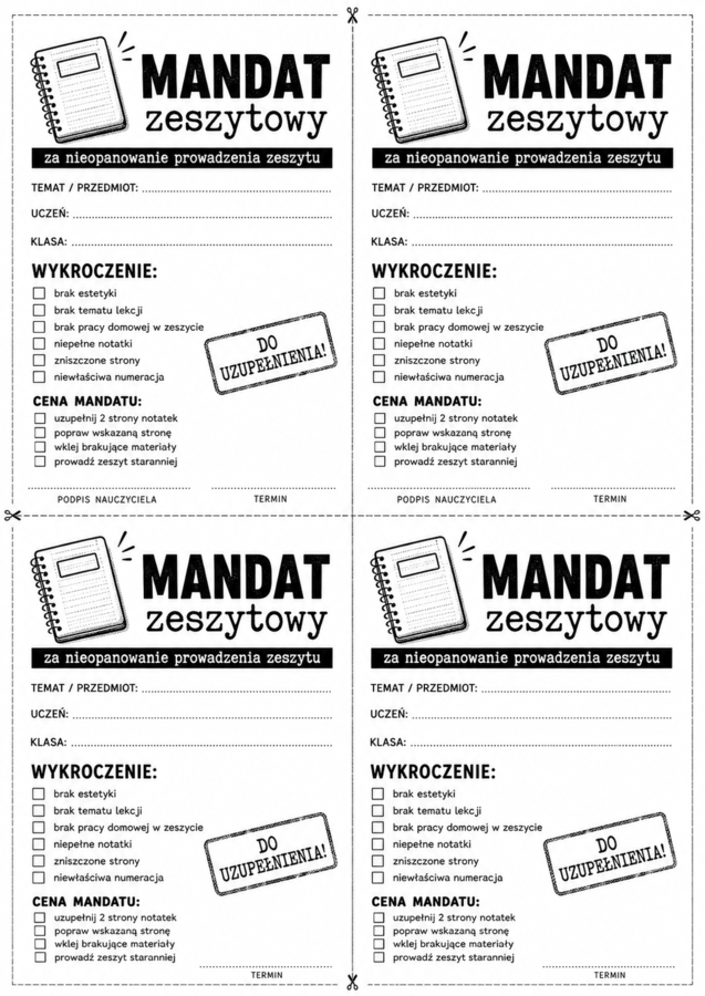 Mandat za zeszyt