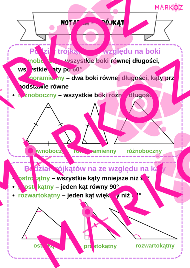 2 w 1:  Notatka i karta pracy- trójkąty