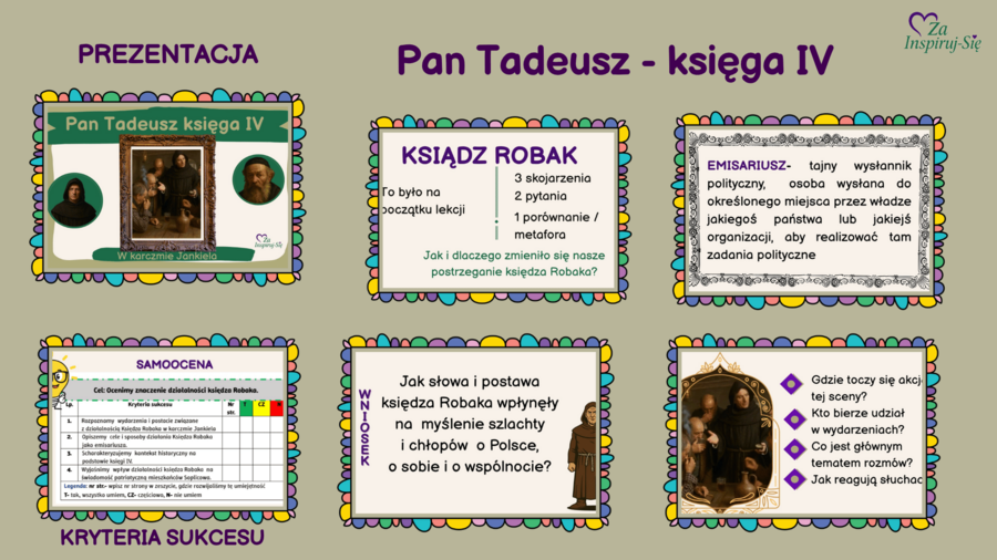 Pan Tadeusz - księga IV- scenariusz lekcji, prezentacja, karty pracy, zadania