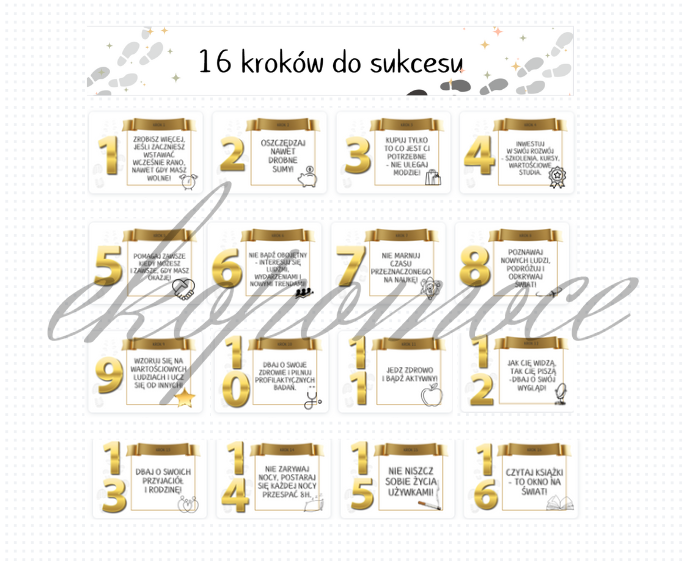 16 kroków do sukcesu - Gazetka motywacyjna + PREZENTACJA na godzinę wychowawczą gratis!