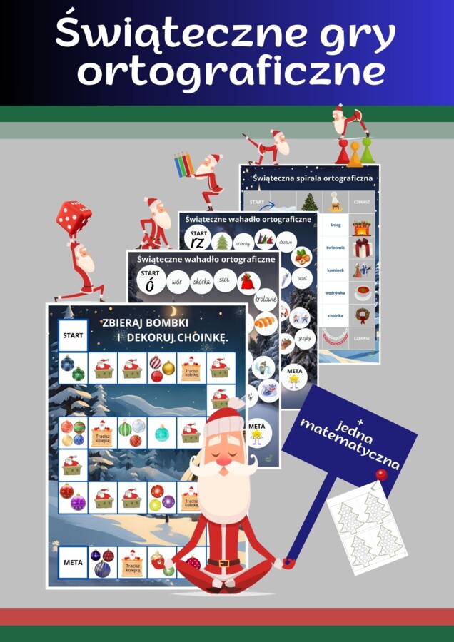 Świąteczne gry ortograficzne plus jedna matematyczna