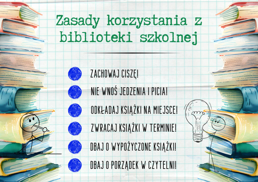 Zasady korzystania z biblioteki - plakat