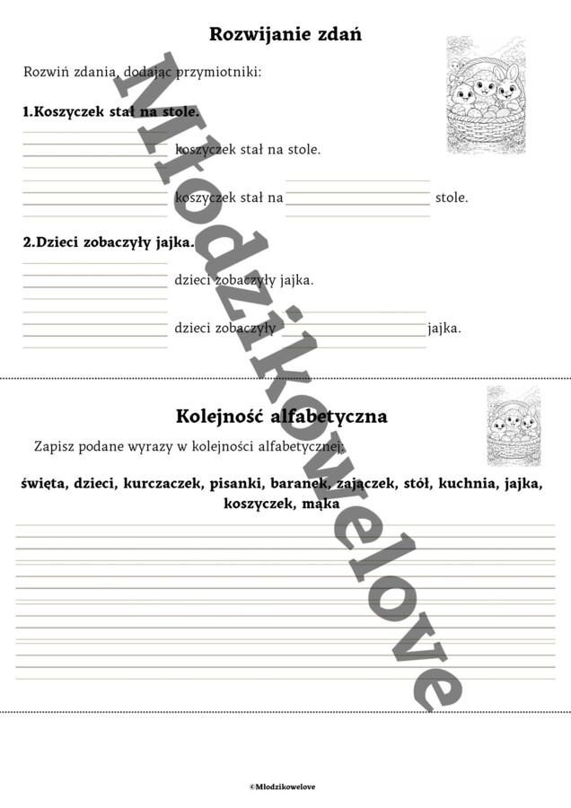 Przyjaciele z wielkanocnego koszyczka- zadania kreatywne do opowiadania