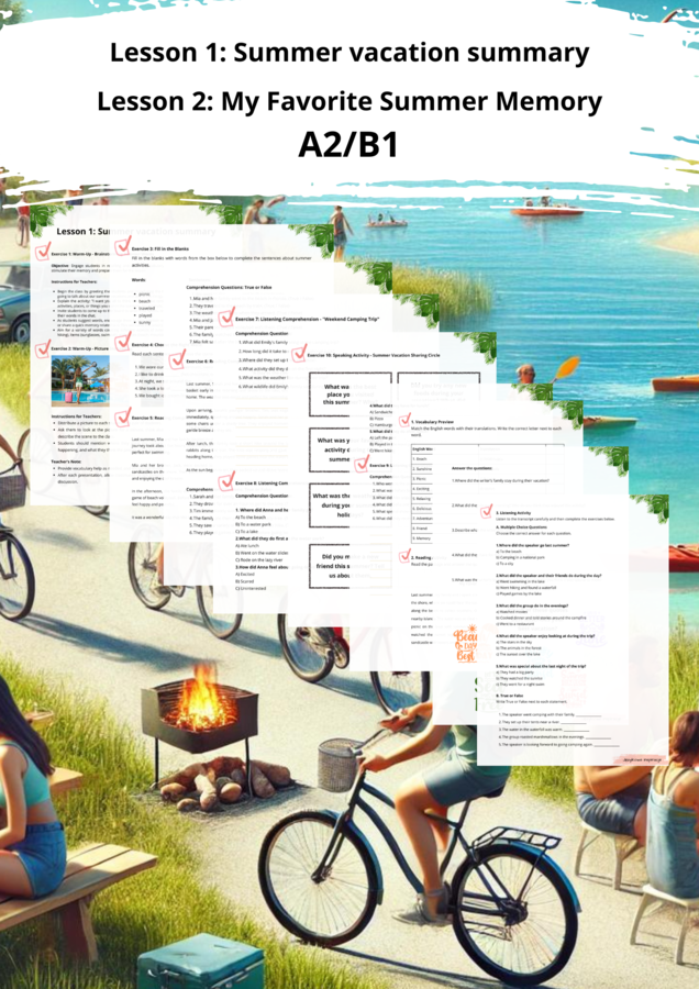 Wakacyjne lekcje angielskiego_A2/B1. Worksheet. Karty pracy. Gotowe lekcje.
