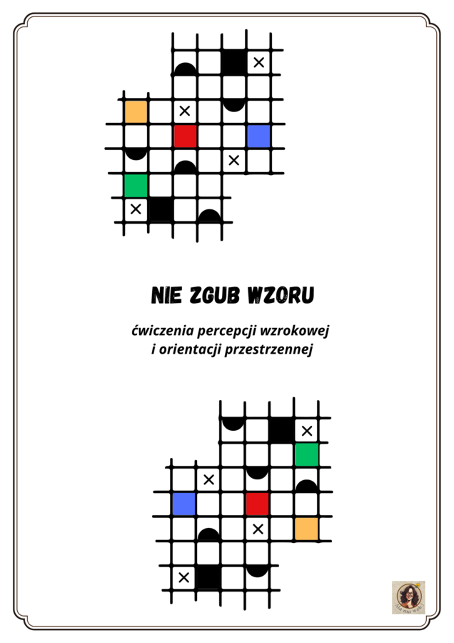 Nie zgub wzoru-ćwiczenia rozwijające percepcję wzrokową, koncentrację oraz orientację przestrzenną,