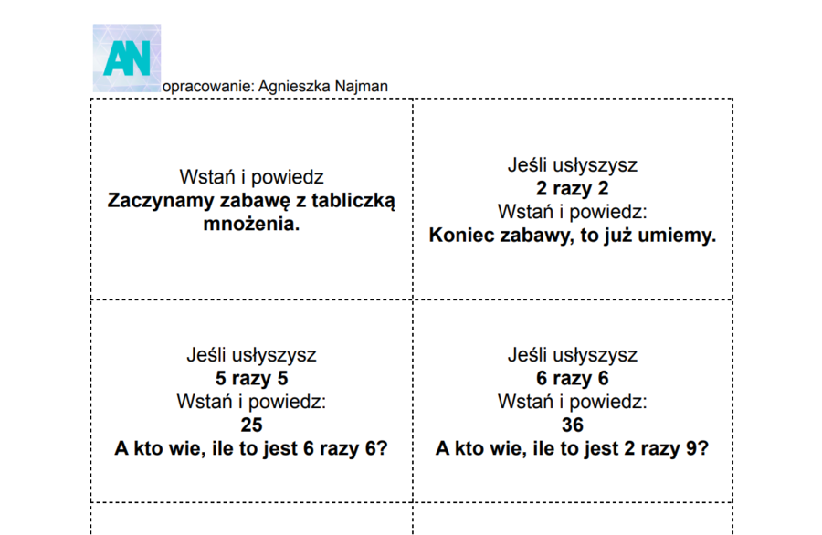 Tabliczka mnożenia - test na uważność