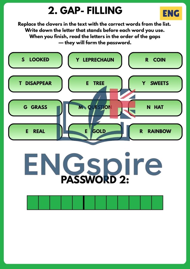 Escape Room St. Patrick’s Day – język angielski kl. 4–6 (40 stron + klucz)