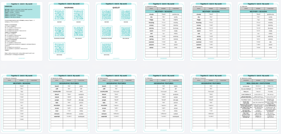 Together 5, Unit 8 - słownictwo