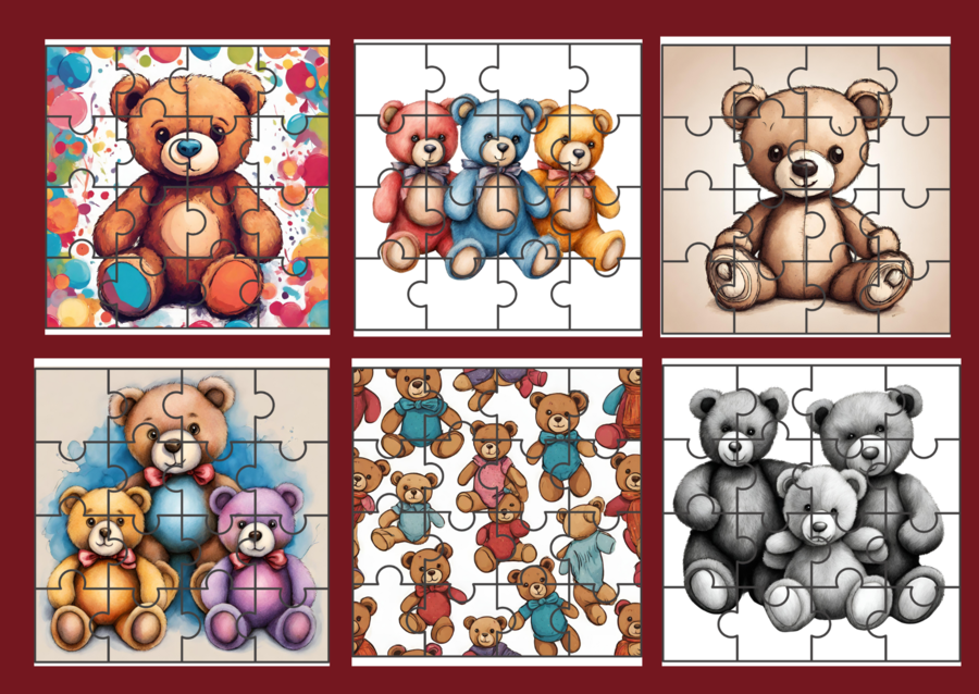 DZIEŃ PLUSZOWEGO MISIA - PUZZLE - 10 obrazków - ćwiczenia redakcyjne