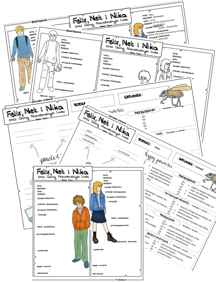 "Felix, Net i Nika oraz Gang Niewidzialnych Ludzi" - 2 karty (wersja pusta i uzupełniona