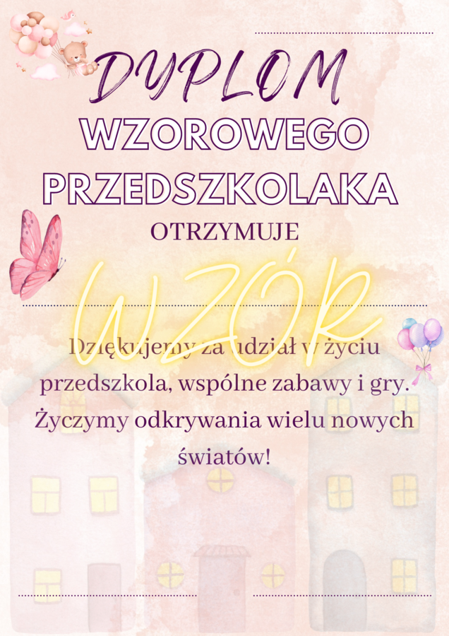 Dyplomy przedszkolaka, dyplom przedszkolaka, przedszkole