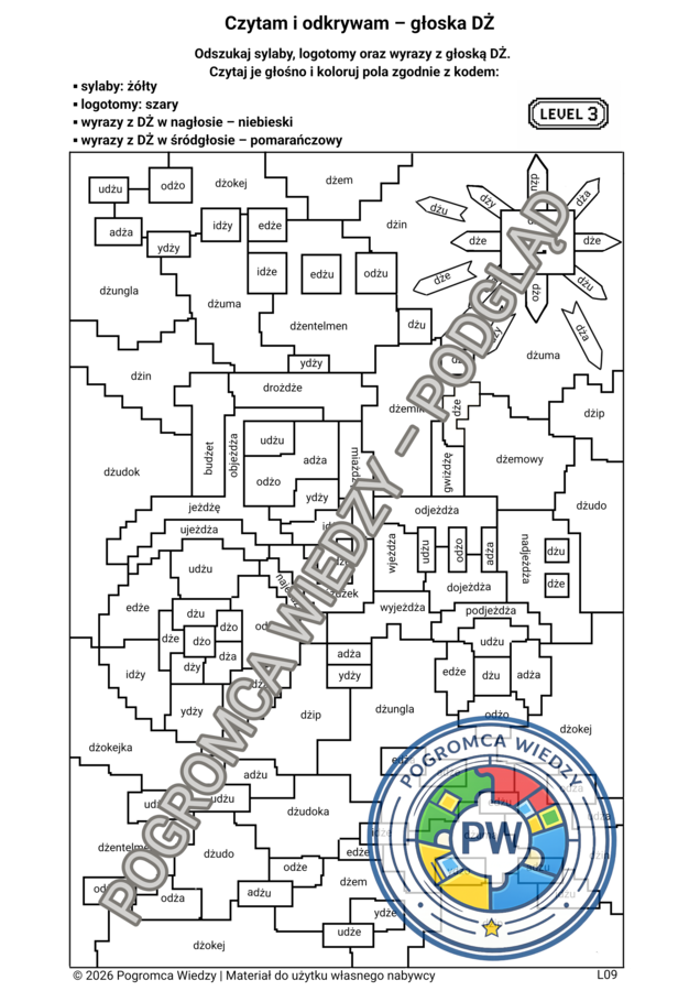 Czytam i odkrywam - głoska DŻ - logopedia