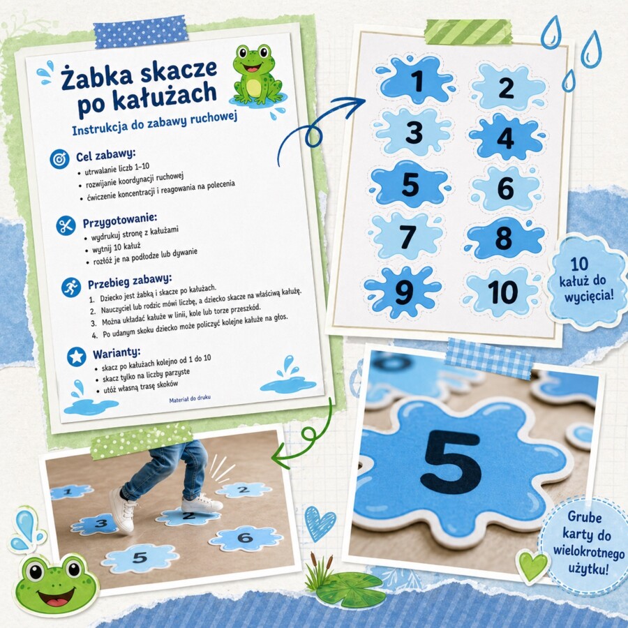 Żaba skacze po kałużach