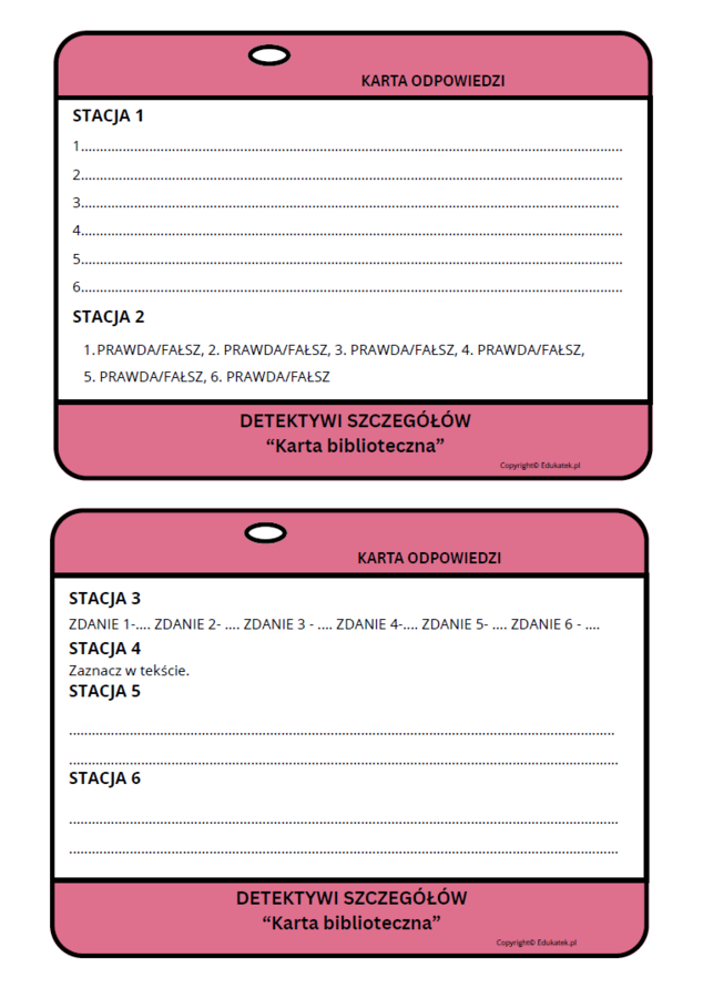 Detektywi szczegółów – stacje zadaniowe do czytania ze zrozumieniem