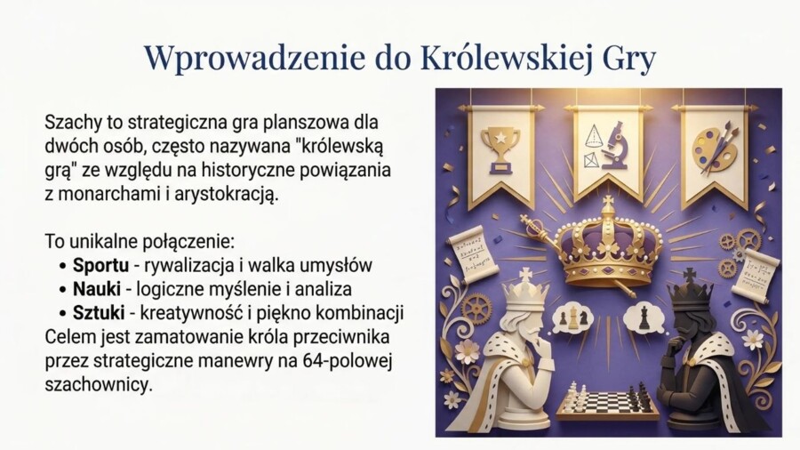 Szachy – prezentacja edukacyjna dla uczniów (18 slajdów)