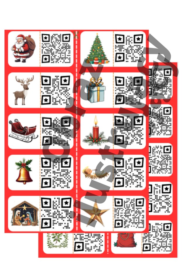 Weihnachten - domino z kodami QR