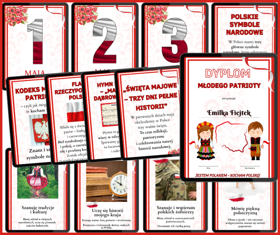 ŚWIĘTA MAJOWE- GAZETKA+ DYPLOM MŁODEGO PATROTY