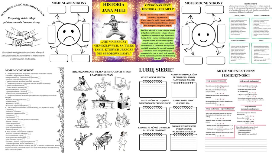 SCENARIUSZ ZAJĘĆ REWALIDACYJNYCH Prezentuję siebie. Moje zainteresowania i mocne strony / KARTY PRACY