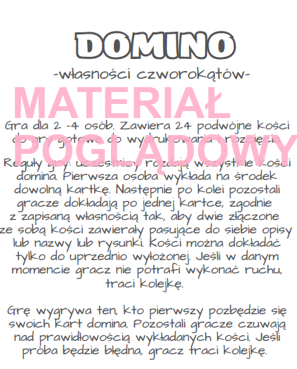 Domino - własności czworokątów kl.5,6,7,8