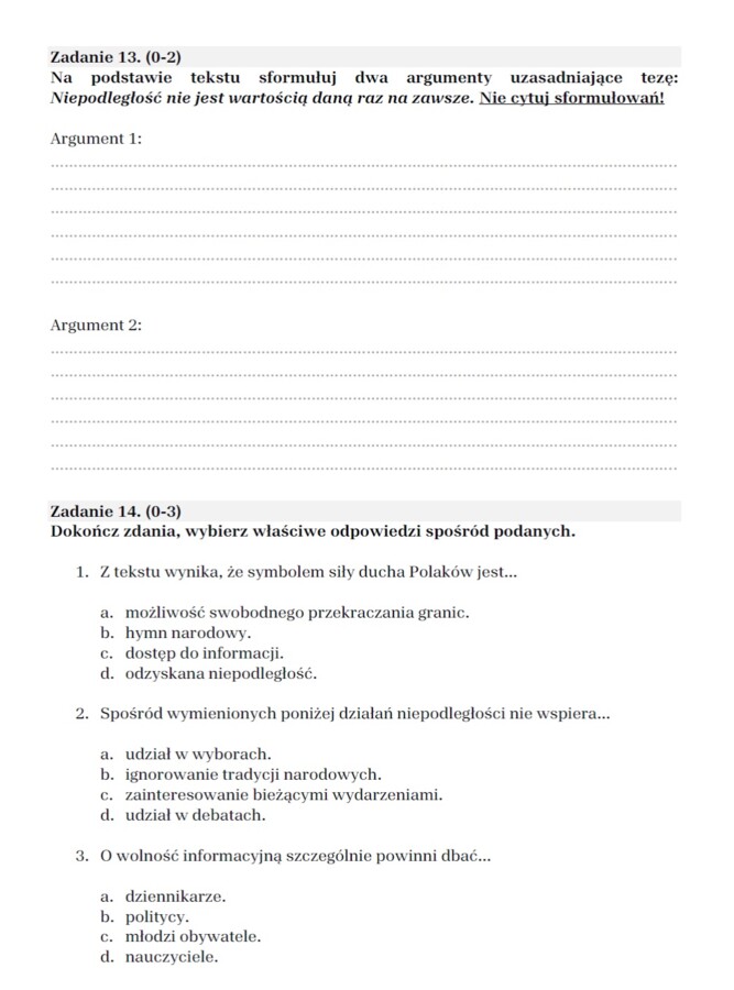 Arkusze egzaminacyjne lektury IV-VIII