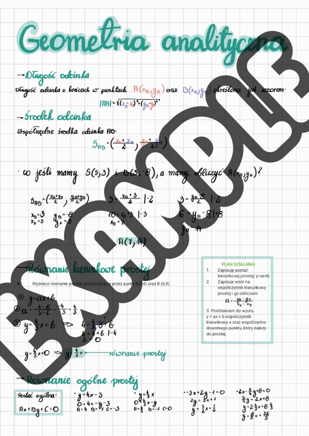 Notatka - GEOMETRIA ANALITYCZNA - MATURA
