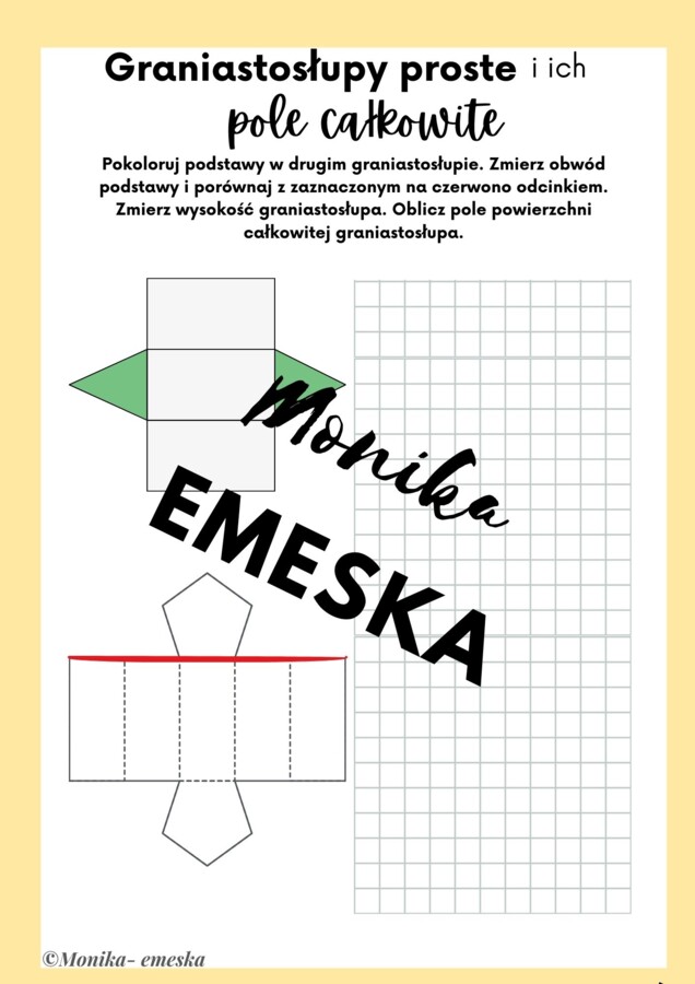 GRANIASTOSŁUPY PROSTE I ICH POLE CAŁKOWITE