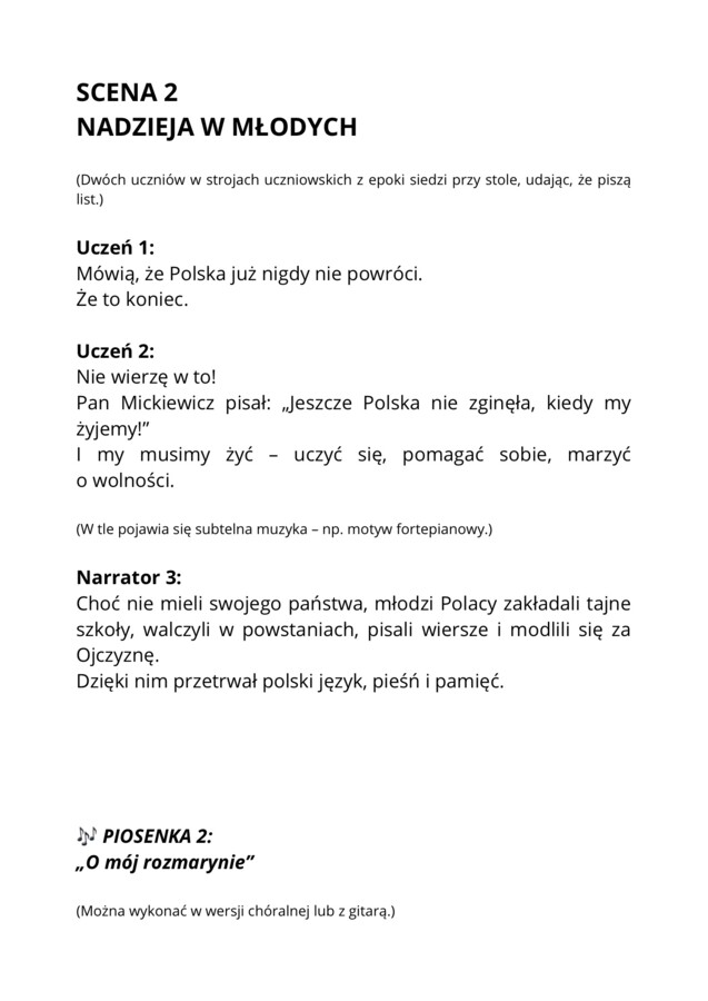 Droga do wolności - 11 listopada - scenariusz inscenizacji muzycznej