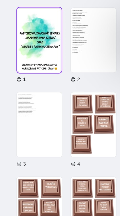 Patyczki Akademia Pana Kleksa oraz Charlie i fabryka czekolady