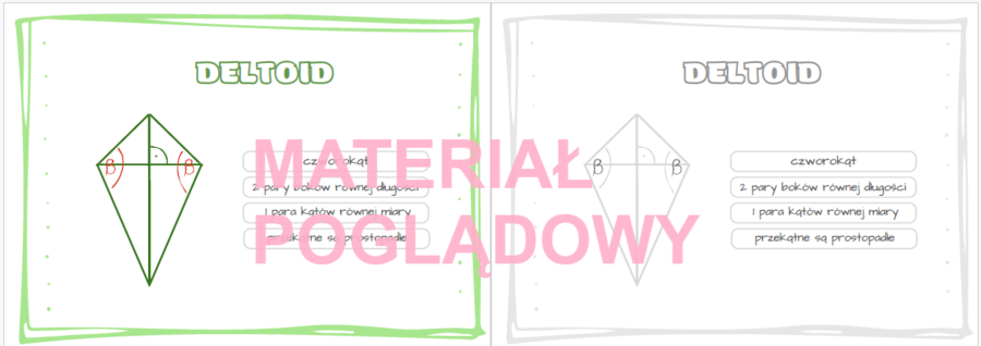 Własności czworokątów - plansza kl. 5, 6, 7, 8